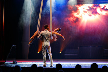 Aerialist perform live in the show.