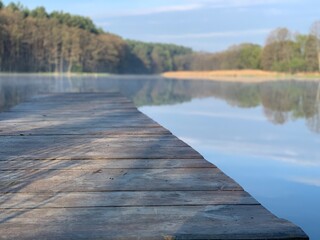 wooden bridge over lake