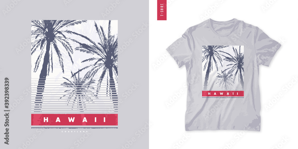 Wall mural Hawaii. T-shirt vector design, poster, print, template.