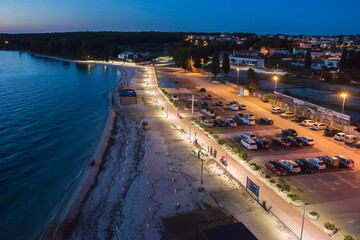 An aerial view of Fazana at dusk, Istria, Croatia