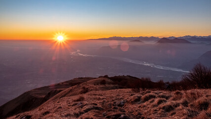 Winter sunset from an alpine peak of Friuli-Venezia Giulia