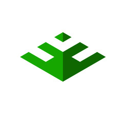 Obraz premium Rhombus abstract logo in green color