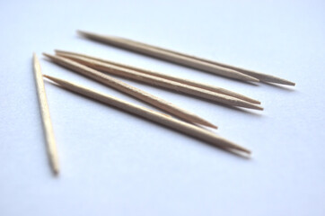 Toothpicks on a white background. Isolate. Sticks.