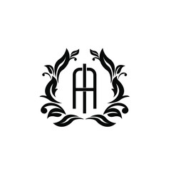 heraldic border initial letter AI IA simple icon design vector flat illustration design isolated background