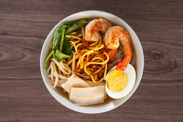 Spicy Prawn Noodle. A delicacy made popular by the Chinese in Malaysia and Singapore