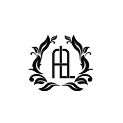 heraldic border initial letter AL LA simple icon design vector flat illustration design isolated background