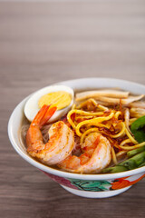 Spicy Prawn Noodle. A delicacy made popular by the Chinese in Malaysia and Singapore