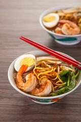 Spicy Prawn Noodle. A delicacy made popular by the Chinese in Malaysia and Singapore