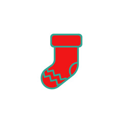 Red sock icon isolated on white background. Christmas sock symbol modern, simple, vector, icon for website design, mobile app, ui. Vector Illustration