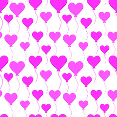 Obraz na płótnie Canvas vector seamless pattern with pink heart-shaped air balloons for Valentine's day on a white background