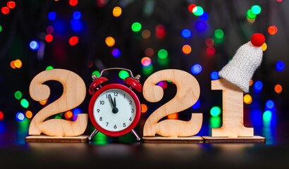 Happy New Year 2021. Banner, greeting card. Background for New Years resolutions and happy wishes.