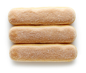 Ladyfinger cookies isolated on white background
