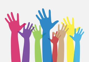 Brazos multicolores por los derechos humanos.