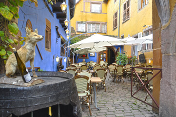 Wine house in small town Riquewihr in Alsace region of France.