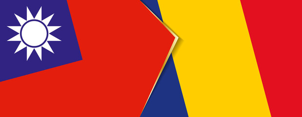 Taiwan and Romania flags, two vector flags.