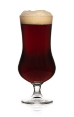 Glass of a dark beer isolated on white background