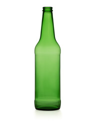 Empty green glass bottle from beer. Isolated on white