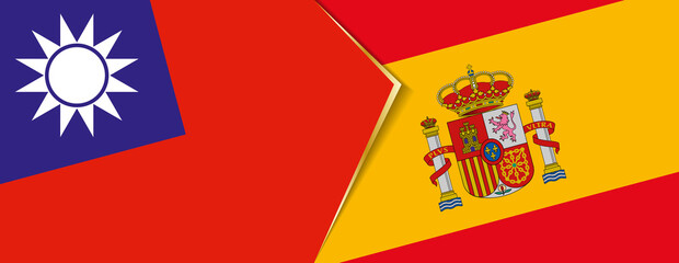 Taiwan and Spain flags, two vector flags.