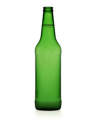 Green glass bottle with beer isolated