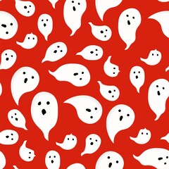 Halloween seamless pattern. the ghost is cute. Vector illustration.