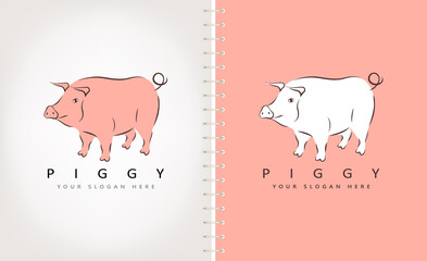 Pig logo. Animal vector illustration. Piggy.