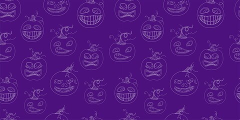 Fototapeta premium Halloween seamless pattern. pumpkin is scary and cute. Vector illustration.