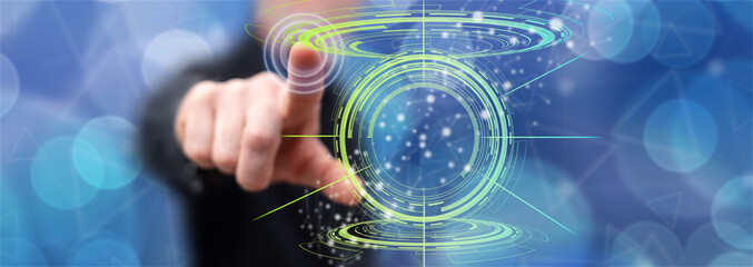 Man touching a technology concept