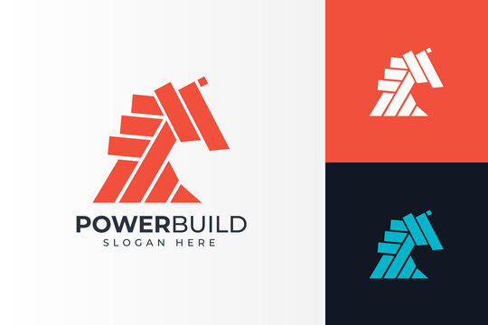 Geometric horse logo in creative building shapes
