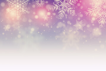 Fototapeta na wymiar Christmas background with snowflakes, winter retro illustration