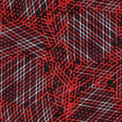 Red and navy textured urban seamless pattern. High quality illustration. Repeat design with a retro vintage high school denim feel. Grungy industrial trendy seamless texture for surface design.