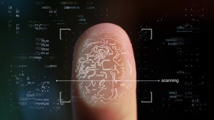 Digital composite video with fingerprint scanning using technology particle animation - Powered by Adobe