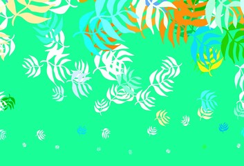 Light Blue, Yellow vector abstract design with leaves.