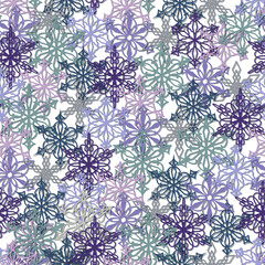 Christmas, New Year Seamless Pattern Of Multicolored Snowflakes