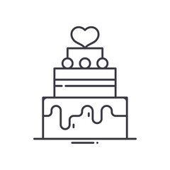 Cake icon, linear isolated illustration, thin line vector, web design sign, outline concept symbol with editable stroke on white background.