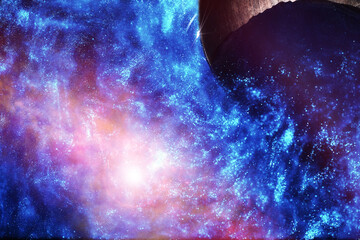 Universe in a distant galaxy with nebulae and stars