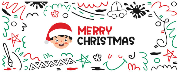Fototapeta na wymiar Christmas Greeting With Cartoon Characters