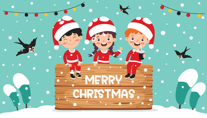 Christmas Greeting With Cartoon Characters