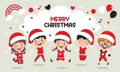 Christmas Greeting With Cartoon Characters