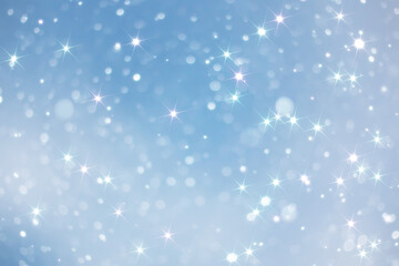 blue snowfall bokeh background, abstract snowflake background on blurred abstract blue