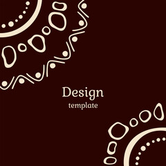 Invitation graphic card with abstract shapes. Australian art. Aboriginal painting style. Applicable for covers, posters, flyers, brochures. Ethnic motifs. Color vector background.