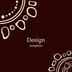 Invitation graphic card with abstract shapes. Australian art. Aboriginal painting style. Applicable for covers, posters, flyers, brochures. Ethnic motifs. Color vector background.