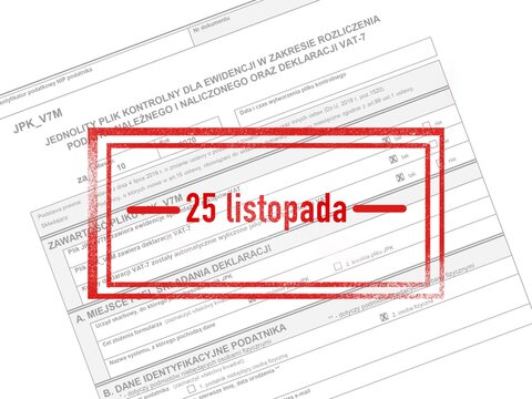 Informacja o terminie złożenia deklaracji JPK V7 do Urzędu Skarbowego w Polsce