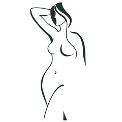 contour image of standing naked woman