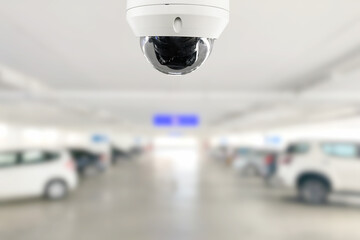 CCTV Security Camera operating in car park building.