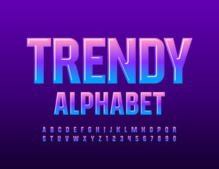 Vector Trendy Alphabet. Bright gradient Font. Glossy creative Letters and Numbers set