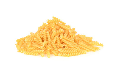 Spiral pasta on a white background