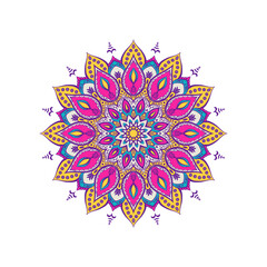 Colorful floral mandala background. Vector hand drawn doodle art. Decorative flower. Coloring book page.