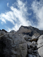 Fototapeta na wymiar Bocchette mountain tour, Brenta, Dolomites, Italy