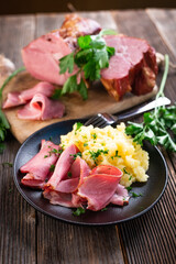 Boiled, smoked pork meat, pork neck.