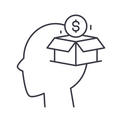 Business thinking icon, linear isolated illustration, thin line vector, web design sign, outline concept symbol with editable stroke on white background.